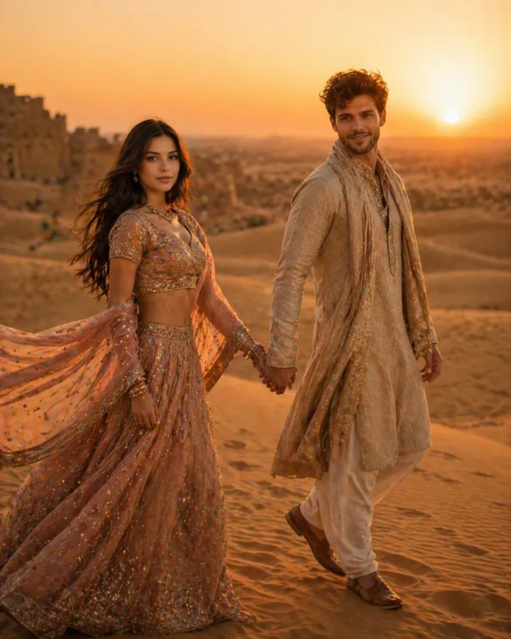 Desert Dunes Romantic Couple Walk Prompt