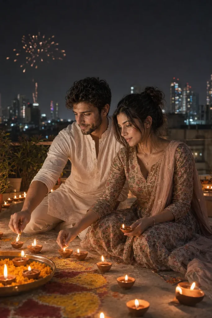 Diwali Terrace Casual Prompt