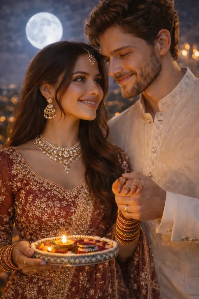 Moon Ritual Karva Chauth Couple Photo Prompt
