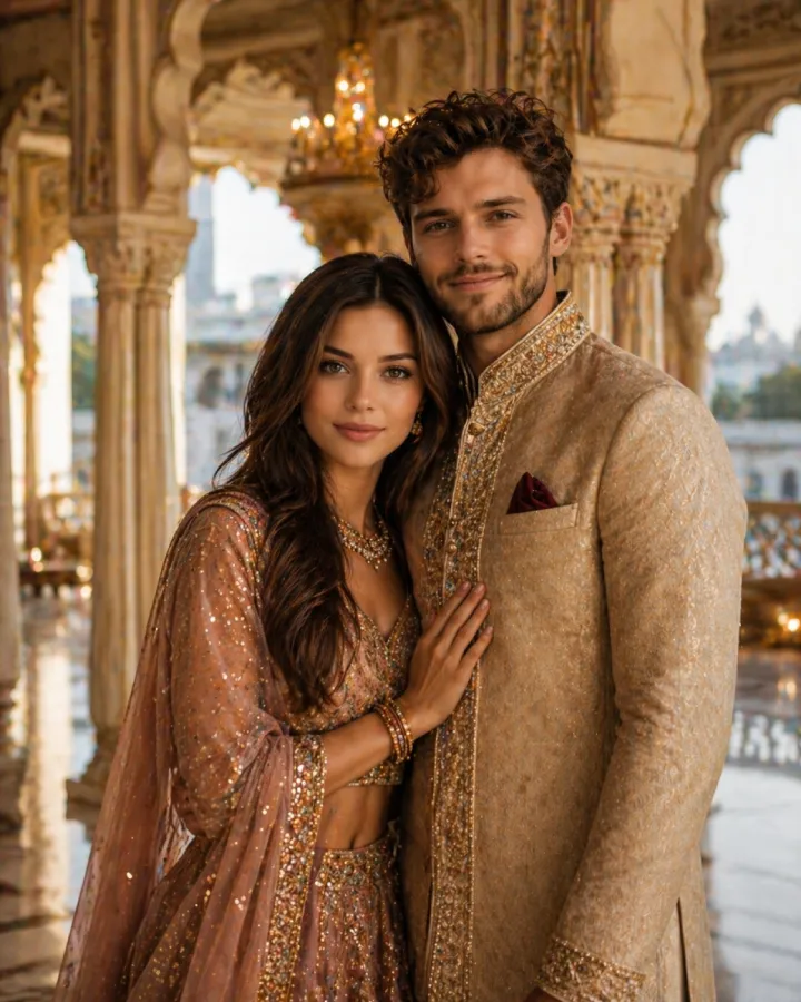 Royal Rajasthani Palace Couple Portrait