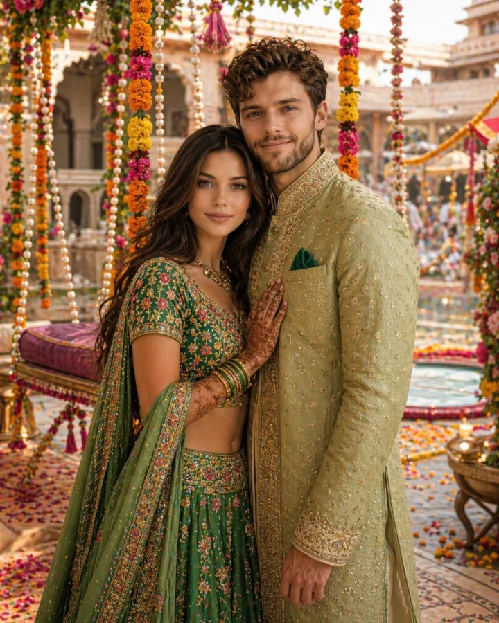 teej festival romantic couple scene prompt