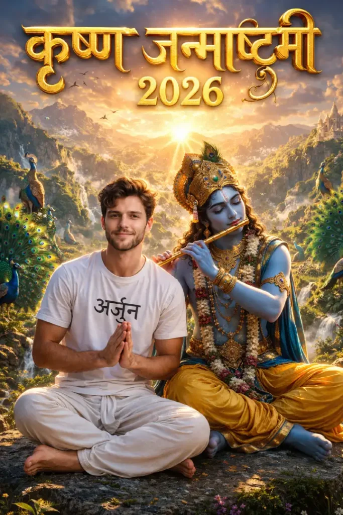 पर्वत पर कृष्ण AI photo editing prompt 