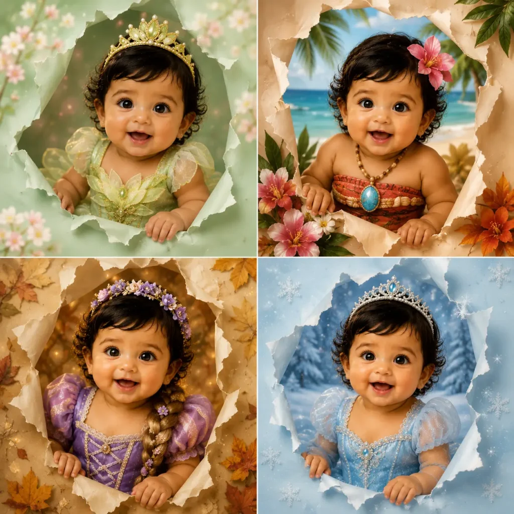 4-Panel Seasonal Princess Grid