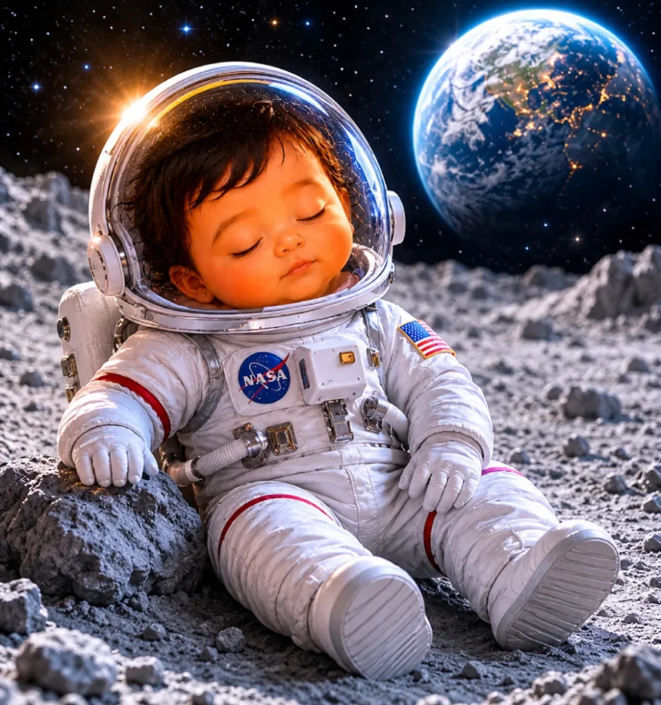 Baby Astronaut on the Moon
