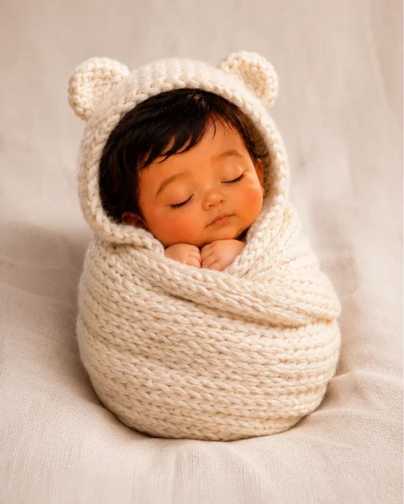 Cozy Knitted Bear Cocoon