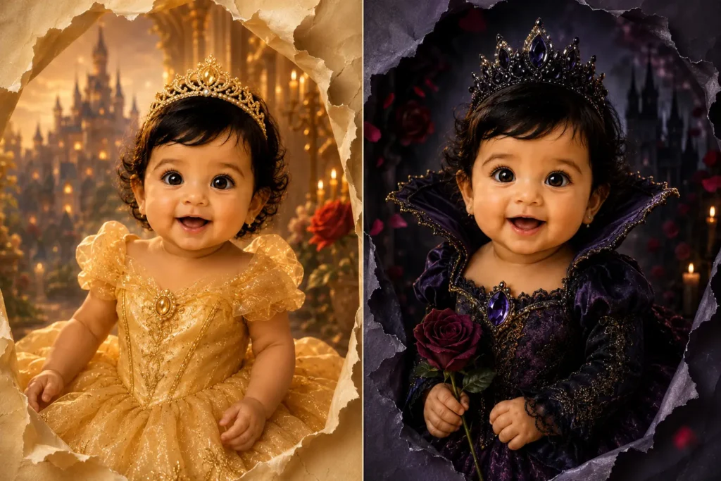 Disney Villain Glow-Up Contrast Collage