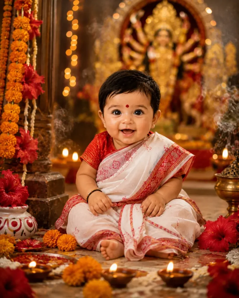 Durga Puja Bengali Baby Portrait Prompt