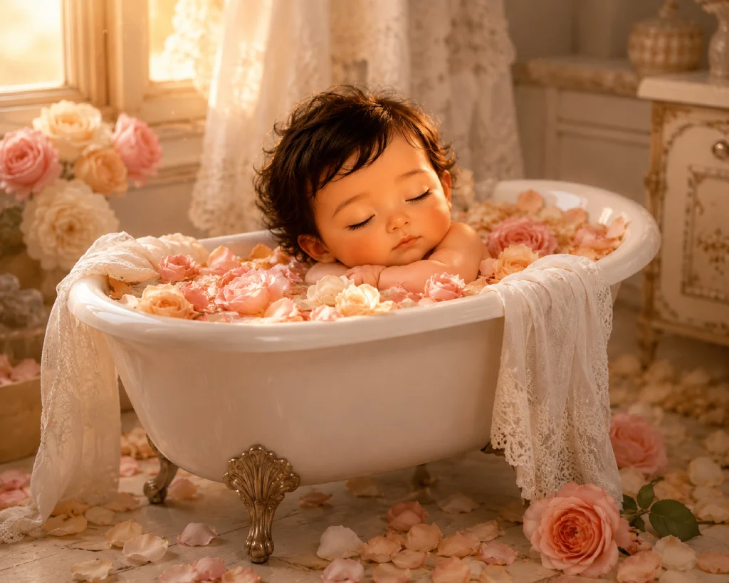Vintage Floral Bath Portrait