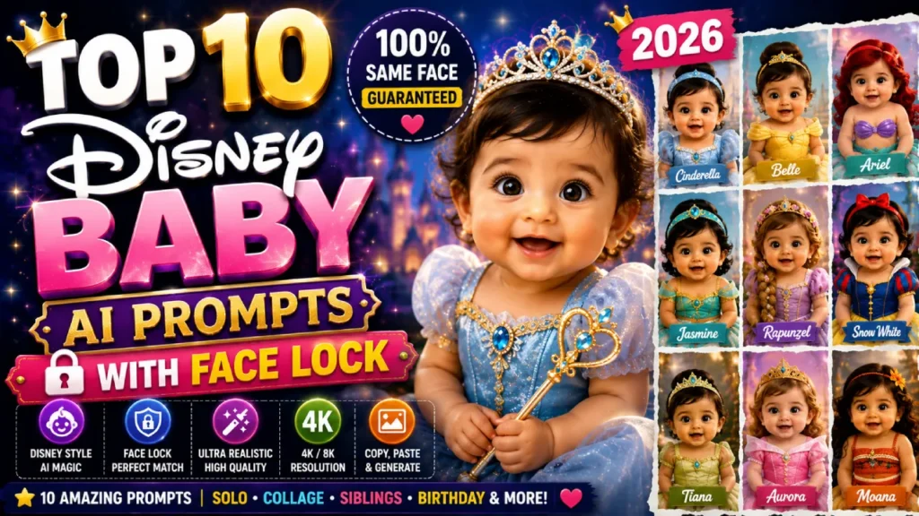 Top 10 Disney Baby AI Prompts with Face Lock