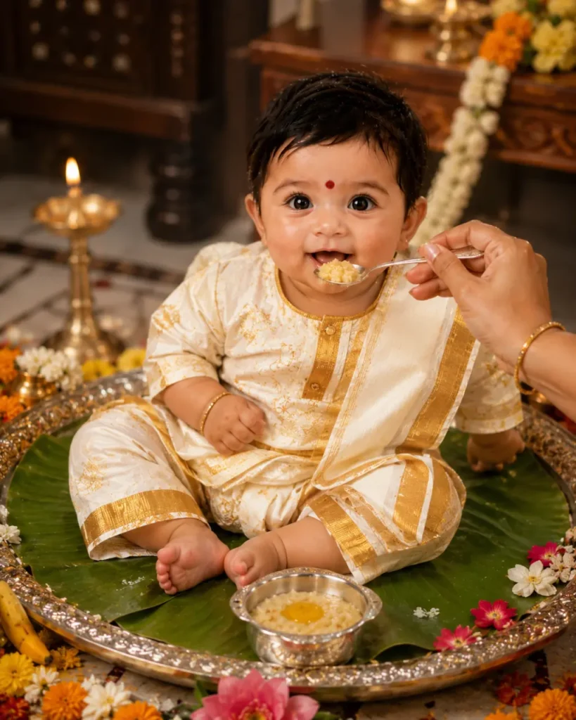 first rice feeding baby prompt