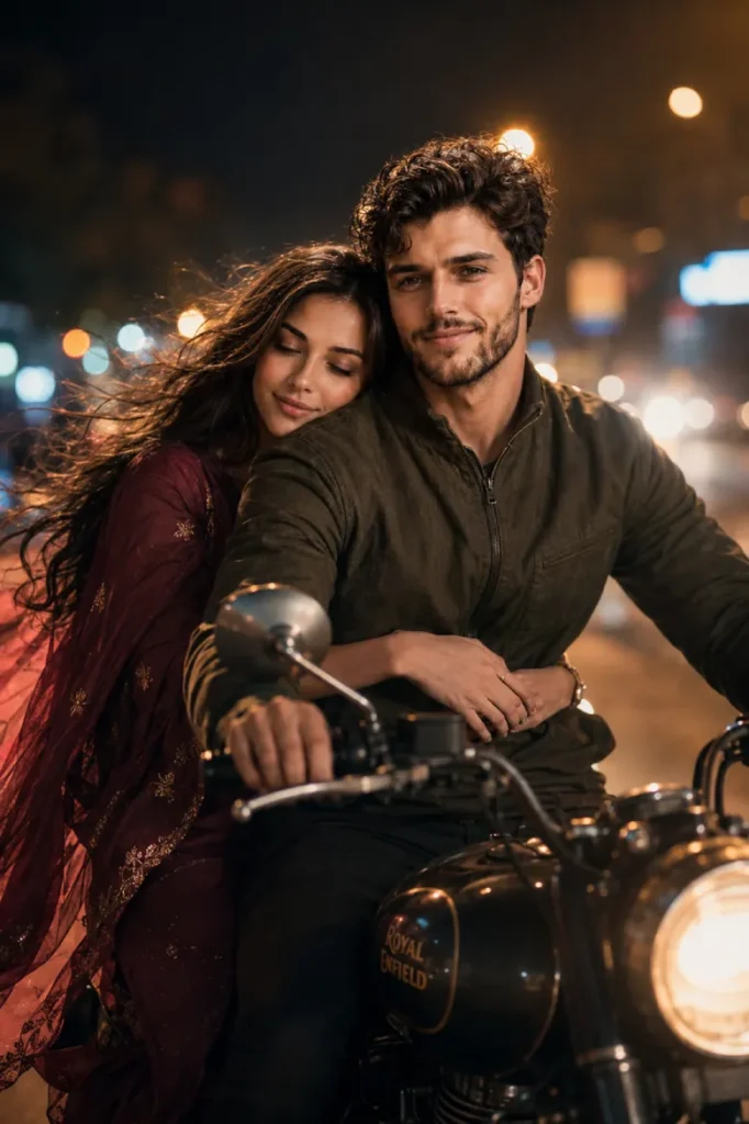 Couple Motorcycle  Night Ride Prompt