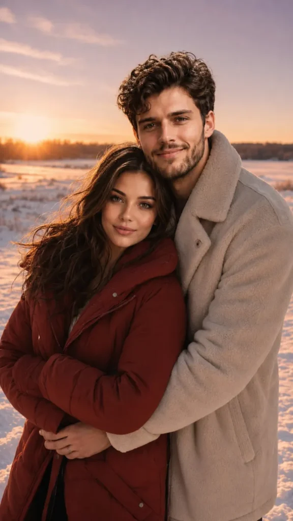 Golden Hour Snow Couple