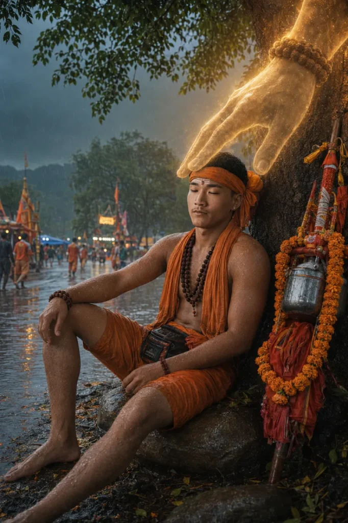 Kanwar Devotee Resting on the Roadside