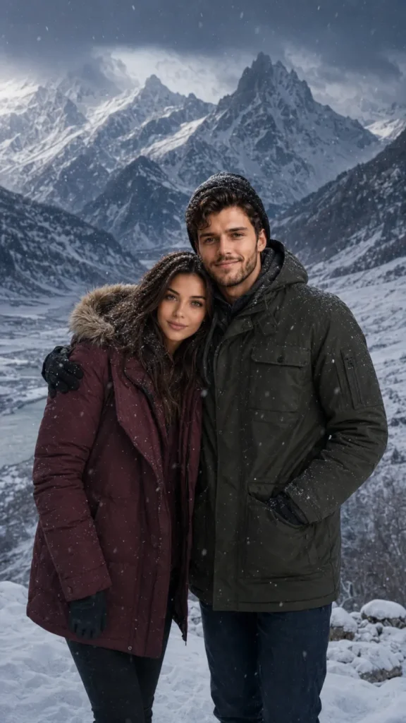 Mountain Valley Snow Couple Prompt