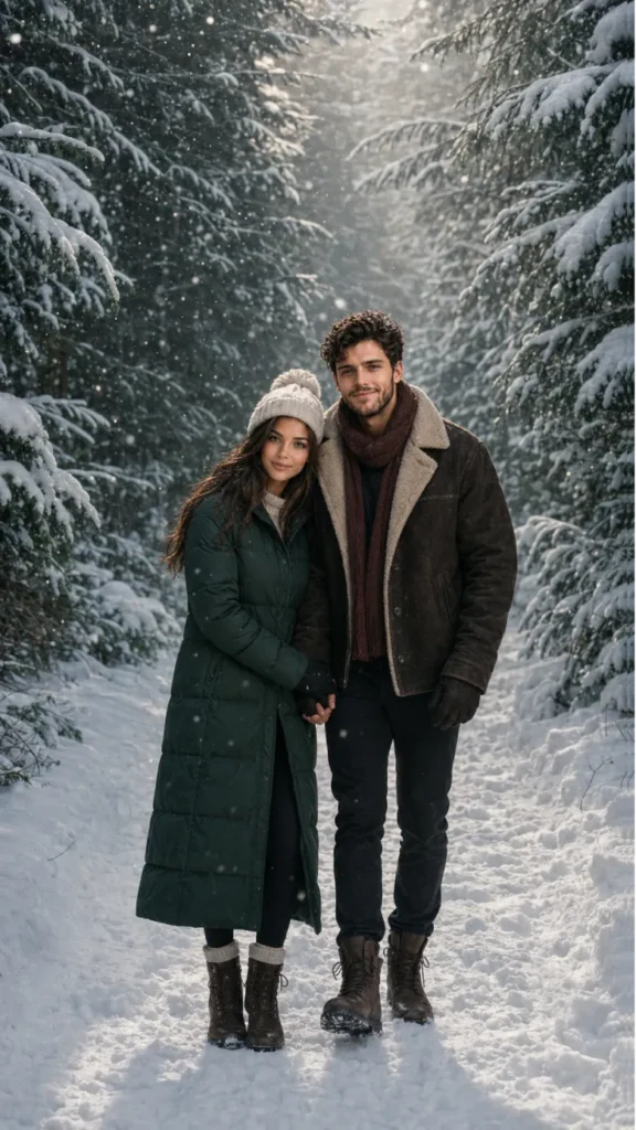 Pine Forest Snow Trail Prompt