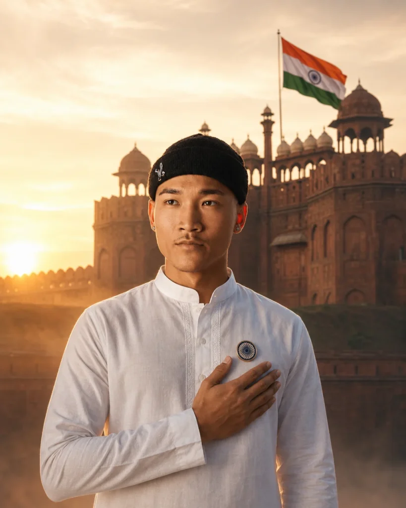 Red Fort Dawn Portrait Prompt