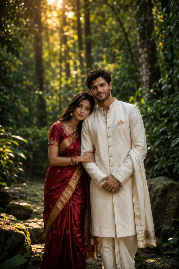 Red Saree in the Forest
