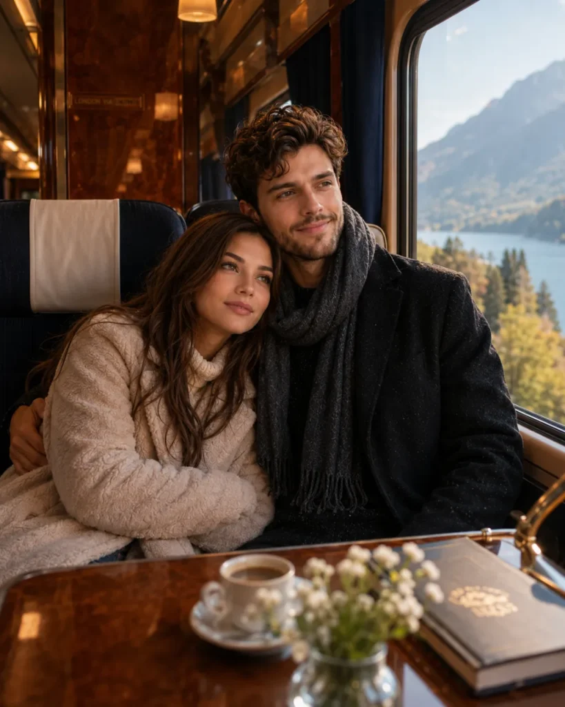 Romantic Train Journey Window Portrait