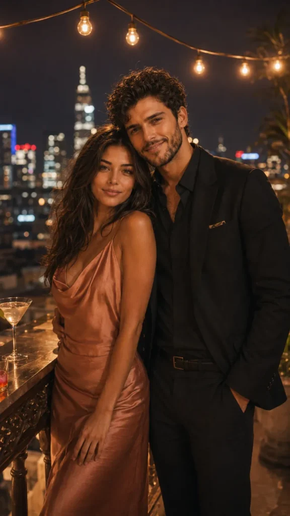Rooftop Night with Skyline Prompt