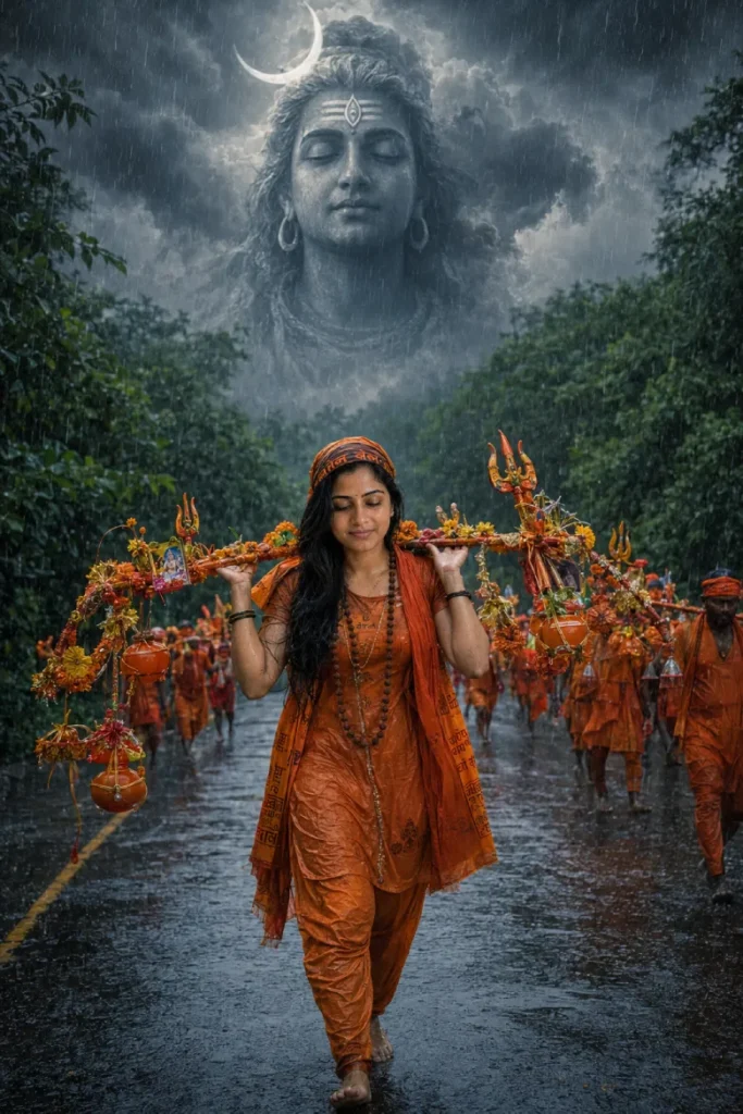 Sawan Girl Kanwar Yatra Devotee