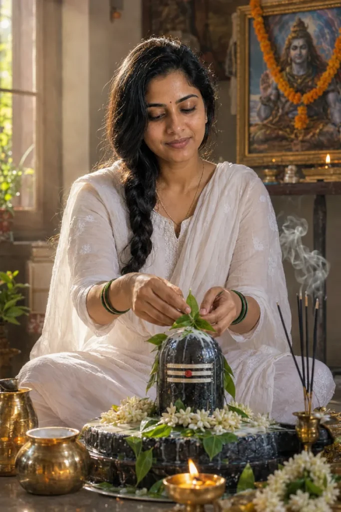 Sawan Somwar Vrat Girl Devotional Portrait