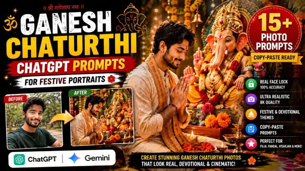 Ganesh Chaturthi ChatGPT Prompt: 15+ Photo Prompts for Festive Portraits